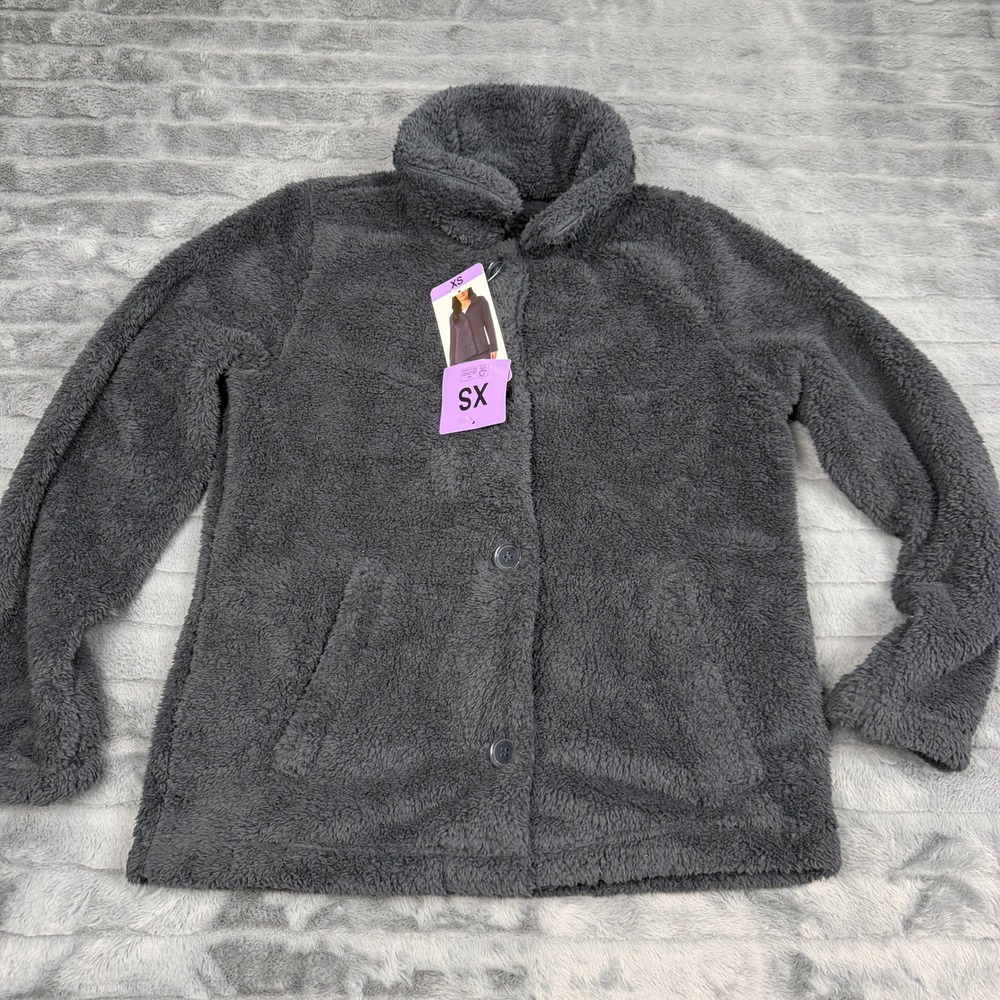 32 Degrees Heat Womens Sherpa Fleece Jacket Navy Blue XS 1896894